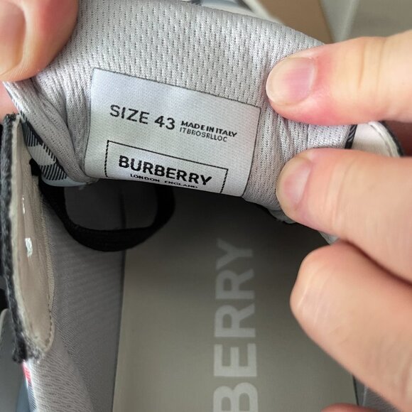 BURBERRY Men's Ramsey Blue Check Low-Top leather, suede, cloth Trainer Sneakers - Picture 11 of 15